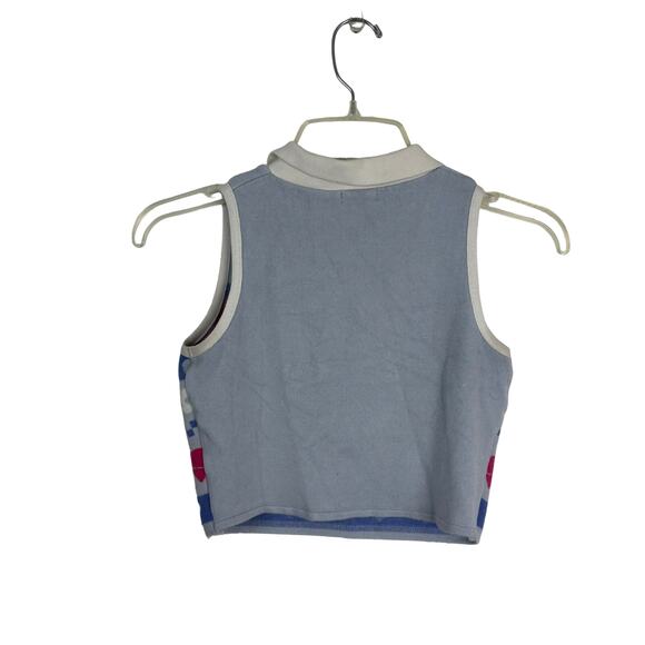 Cropped Preppy Knit Sweater Vest — Colorful Artsy Youthful Academia - Picture 2 of 6
